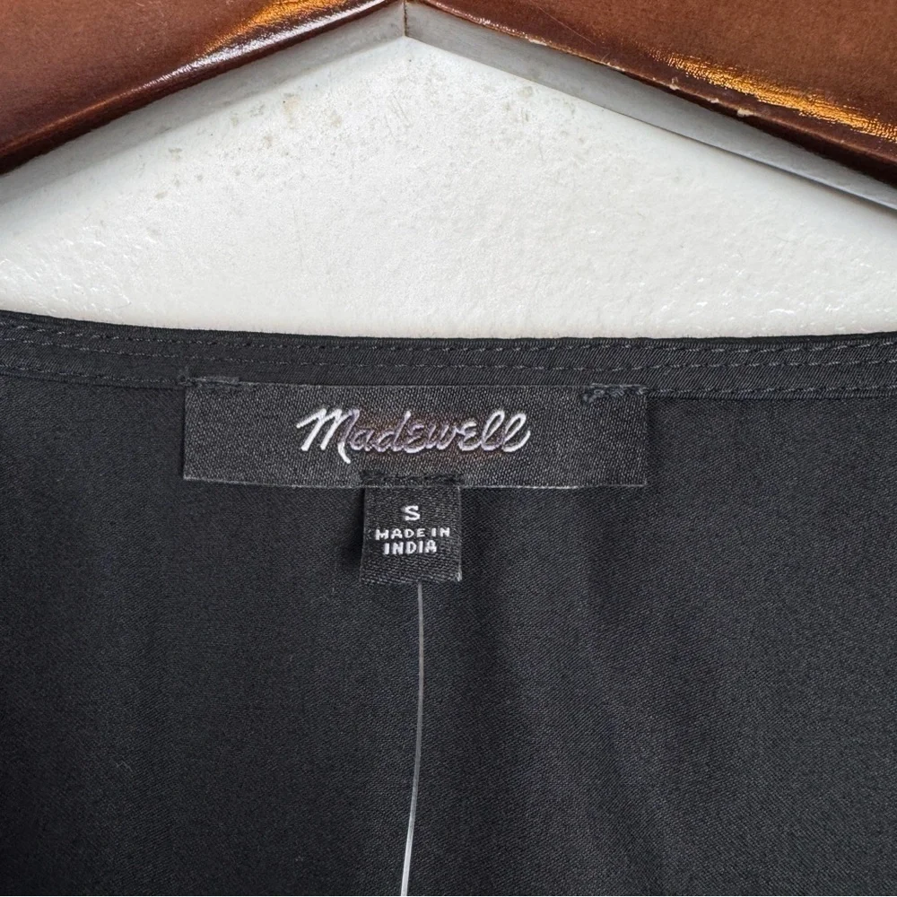 Madewell Relaxed Scoopneck Cotton Sateen Short-Sleeve Top Black Size S NWT - Picture 7 of 8